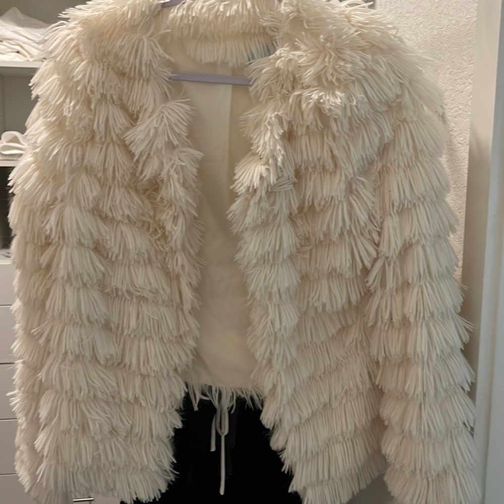 White shag jacket